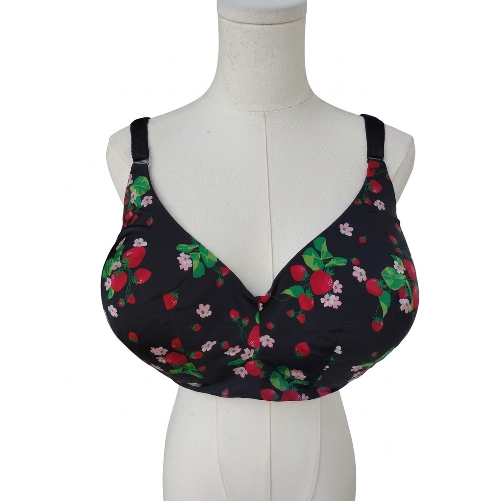 Torrid Curve Black Floral Balconette Bra Size 42DDD